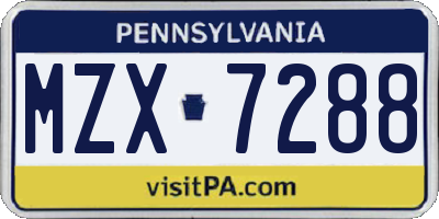 PA license plate MZX7288