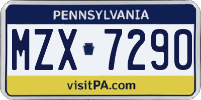 PA license plate MZX7290
