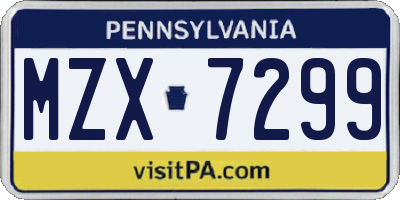PA license plate MZX7299