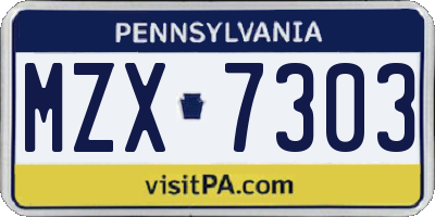 PA license plate MZX7303