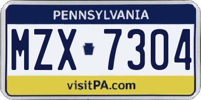 PA license plate MZX7304
