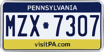 PA license plate MZX7307