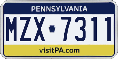 PA license plate MZX7311