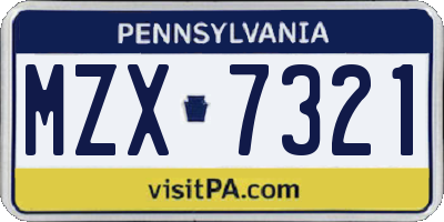 PA license plate MZX7321