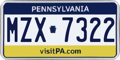 PA license plate MZX7322