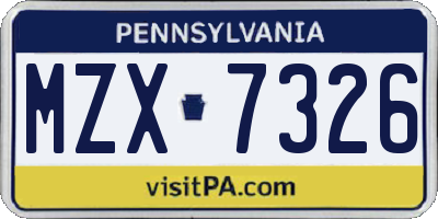 PA license plate MZX7326