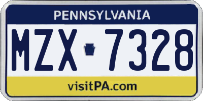 PA license plate MZX7328