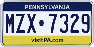 PA license plate MZX7329