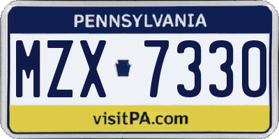 PA license plate MZX7330