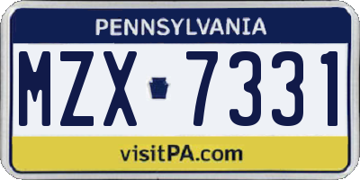 PA license plate MZX7331