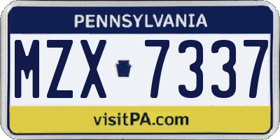 PA license plate MZX7337