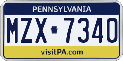 PA license plate MZX7340
