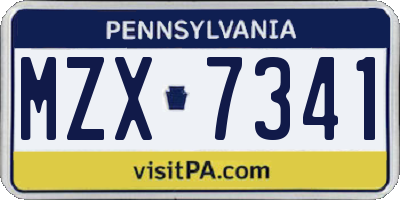 PA license plate MZX7341