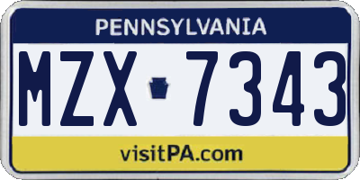PA license plate MZX7343