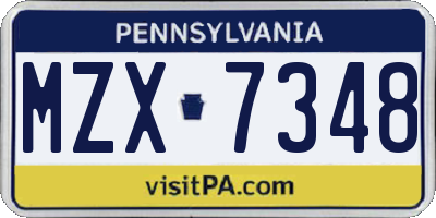 PA license plate MZX7348