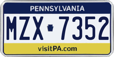 PA license plate MZX7352