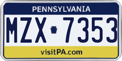 PA license plate MZX7353