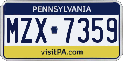 PA license plate MZX7359