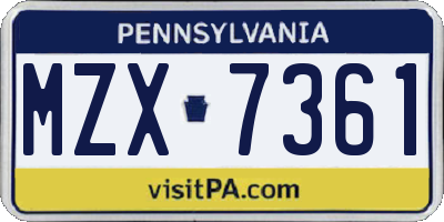 PA license plate MZX7361
