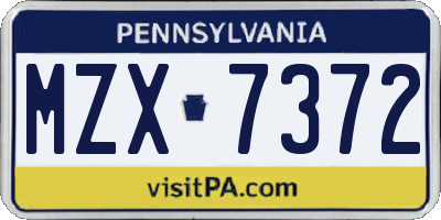 PA license plate MZX7372