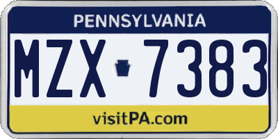 PA license plate MZX7383