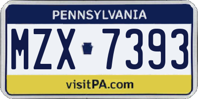 PA license plate MZX7393