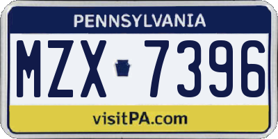 PA license plate MZX7396