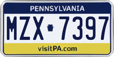 PA license plate MZX7397