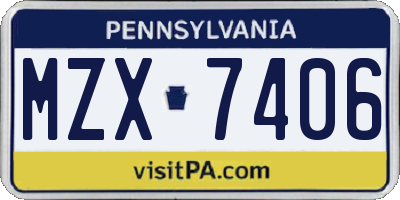PA license plate MZX7406