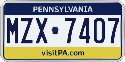 PA license plate MZX7407
