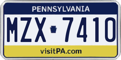 PA license plate MZX7410