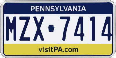 PA license plate MZX7414