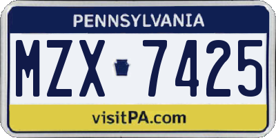 PA license plate MZX7425