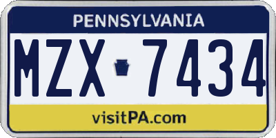 PA license plate MZX7434