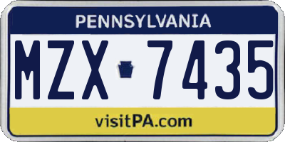 PA license plate MZX7435