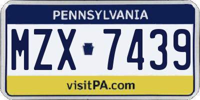 PA license plate MZX7439