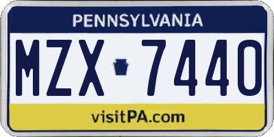 PA license plate MZX7440