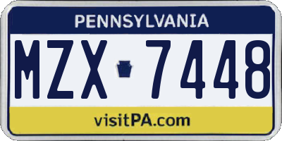 PA license plate MZX7448