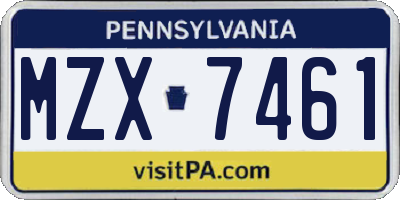 PA license plate MZX7461