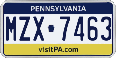 PA license plate MZX7463