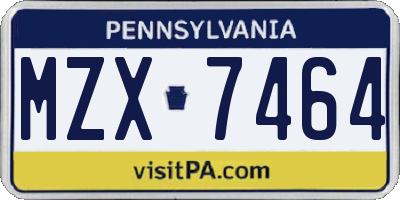 PA license plate MZX7464