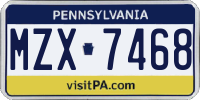 PA license plate MZX7468