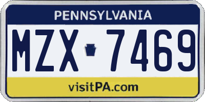 PA license plate MZX7469