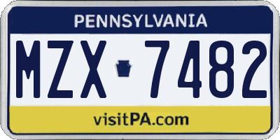 PA license plate MZX7482