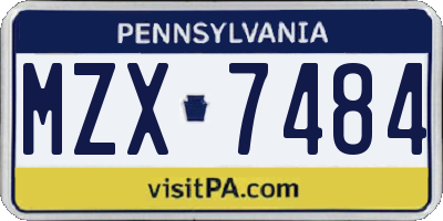 PA license plate MZX7484