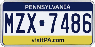 PA license plate MZX7486
