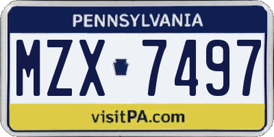 PA license plate MZX7497