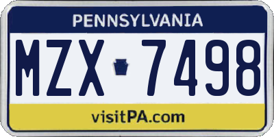PA license plate MZX7498