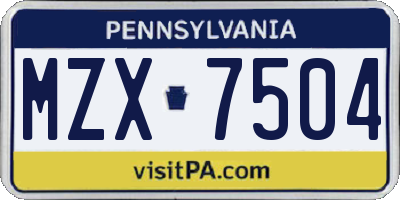 PA license plate MZX7504