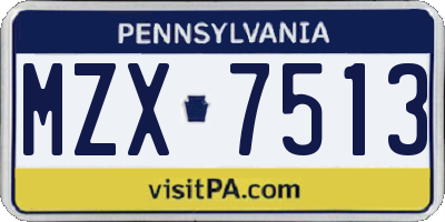 PA license plate MZX7513